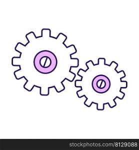 Cogwheel semi flat color vector element. Full sized object on white. Metal wheels. Machine details. Parts of mechanism simple cartoon style illustration for web graphic design and animation. Cogwheel semi flat color vector element