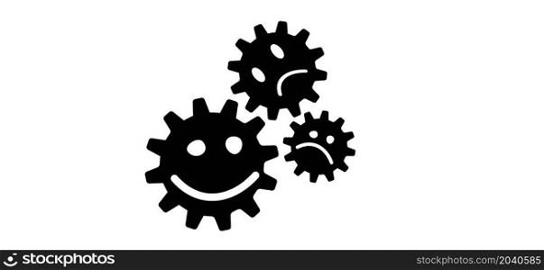 Cogwheels brain. Think big ideas. Gear mechanism settings tools template banner. Funny vector cog signs. Cogwheel strategy teamwork concept icons.