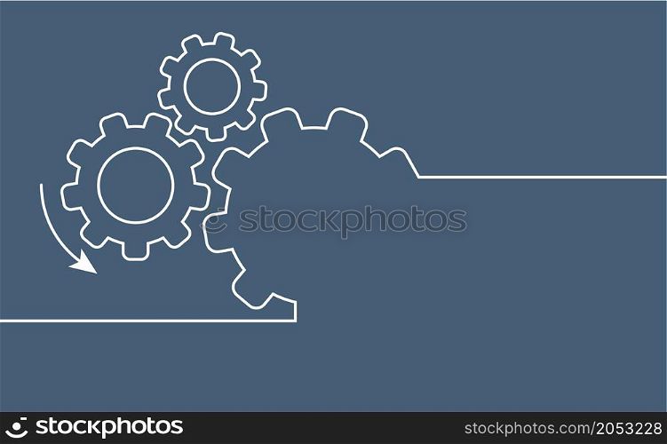 Cogwheels chaos brain. Cogwheel, gear mechanism settings tools. Fun drawing vector gears person icon or sign. Service cog brain pattern or template banner. Think big ideas.