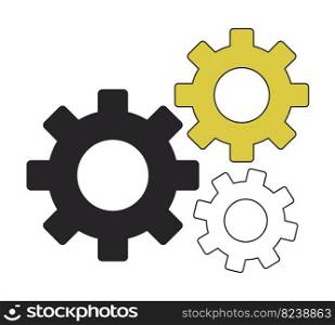 Cogwheels linear flat duo color vector object. Gearwheel and gear. Editable duotone icon. Full sized element on white. Simple lineart style spot illustration for web graphic design and animation. Cogwheels linear flat duo color vector object