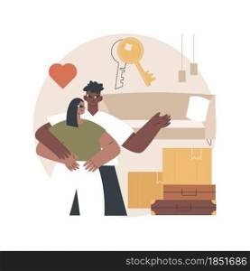 Cohabitation abstract concept vector illustration. Living together, cohabitation agreement, common law relationship, lovely couple, college roommate, moving together abstract metaphor.. Cohabitation abstract concept vector illustration.