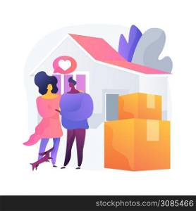 Cohabitation abstract concept vector illustration. Living together, cohabitation agreement, common law relationship, lovely couple, college roommate, moving together abstract metaphor.. Cohabitation abstract concept vector illustration.