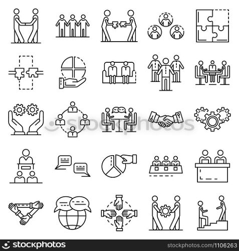 Cohesion icon set. Outline set of cohesion vector icons for web design isolated on white background. Cohesion icon set, outline style