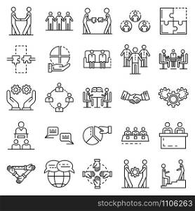 Cohesion icon set. Outline set of cohesion vector icons for web design isolated on white background. Cohesion icon set, outline style