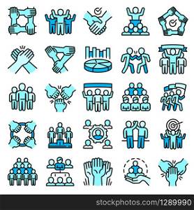 Cohesion icons set. Outline set of cohesion vector icons for web design isolated on white background. Cohesion icon set, outline style