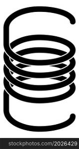 Coil spring icon. Flexible metal cable silhouette isolated on white background. Coil spring icon. Flexible metal cable silhouette
