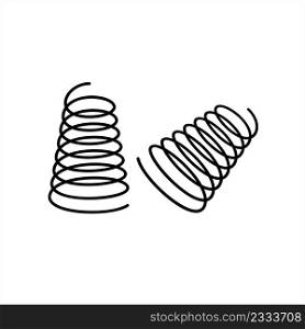 Coil Spring Icon, Helical Spring, Energy Storing And Releasing Mechanical Device Vector Art Illustration