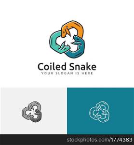 Coiled Snake Serpent Fangs Dangerous Wild Animal Group Team Logo