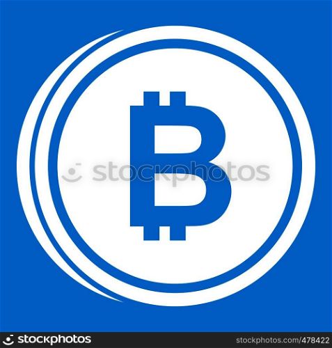 Coin bat icon white isolated on blue background vector illustration. Coin bat icon white