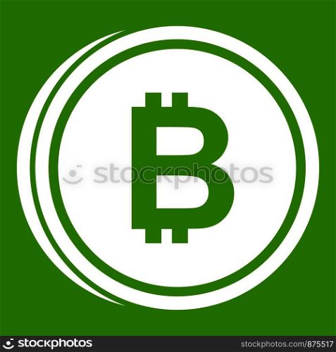 Coin bat icon white isolated on green background. Vector illustration. Coin bat icon green