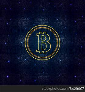 Coin bitcoin on a digital abstract background.. Coin bitcoin on a digital abstract background. Vector illustration .