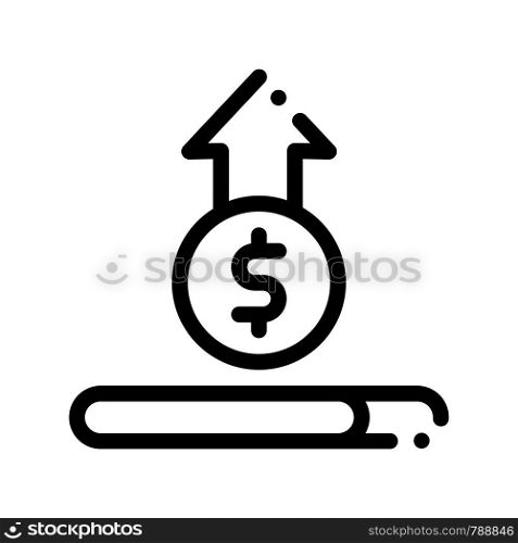 Coin Cash Dollar Growing Up Vector Thin Line Icon. Online Transactions, Secure Financial Payment Coin Operation Linear Pictogram. Internet Banking Money Currency Exchange Contour Illustration. Coin Cash Dollar Growing Up Vector Thin Line Icon
