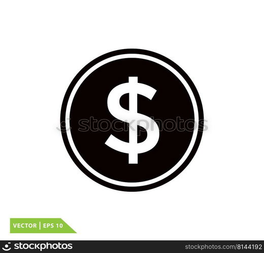 Coin dollar icon vector logo template