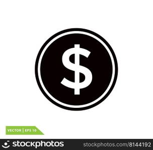 Coin dollar icon vector logo template