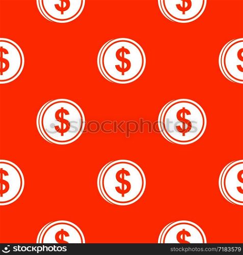 Coin dollar pattern repeat seamless in orange color for any design. Vector geometric illustration. Coin dollar pattern seamless
