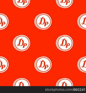 Coin drachma pattern repeat seamless in orange color for any design. Vector geometric illustration. Coin drachma pattern seamless