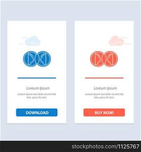 Coin, Face, Dual, Duplicate, Man Blue and Red Download and Buy Now web Widget Card Template