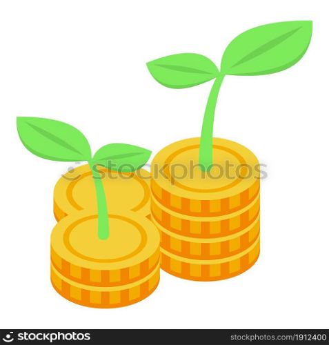 Coin finance support icon isometric vector. Financial money. Help investor. Coin finance support icon isometric vector. Financial money