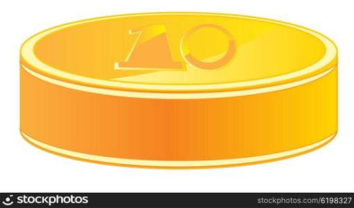 Coin from gild. The Gold coin on white background is insulated.Vector illustration