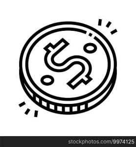 coin golden line icon vector. coin golden sign. isolated contour symbol black illustration. coin golden line icon vector illustration