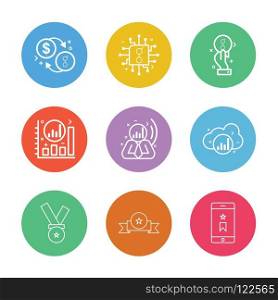coin , golem , dollar, ,chip , ic , graph , cloud,  smart phone , medal ,icon, vector, design,  flat,  collection, style, creative,  icons
