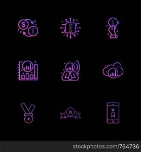 coin , golem , dollar, ,chip , ic , graph , cloud, smart phone , medal ,icon, vector, design, flat, collection, style, creative, icons