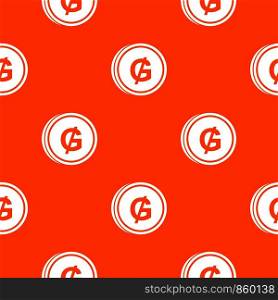 Coin guarani pattern repeat seamless in orange color for any design. Vector geometric illustration. Coin guarani pattern seamless