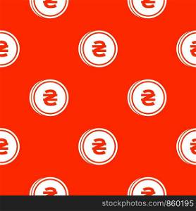 Coin hryvnia pattern repeat seamless in orange color for any design. Vector geometric illustration. Coin hryvnia pattern seamless