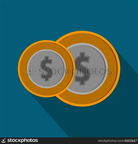 Coin icon. Flat illustration of coin vector icon for web. Coin icon, flat style