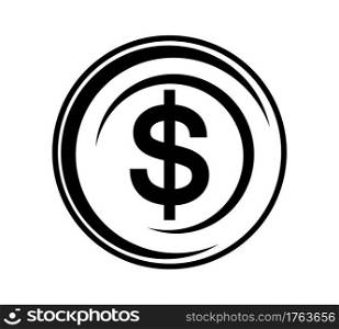 Coin icon. Money design. Gold dollar flat symbol. Vector illustration