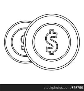 Coin icon. Outline illustration of coin vector icon for web. Coin icon, outline style.