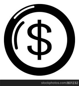 Coin icon. Simple illustration of coin vector icon for web. Coin icon, simple black style
