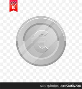 Coin icon. Vector money symbol. Euro sign. Euro coin. Silver coin