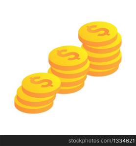 Coin icons. A stack of gold coins. Vector illustration. EPS 10