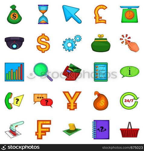 Coin icons set. Cartoon set of 25 coin vector icons for web isolated on white background. Coin icons set, cartoon style