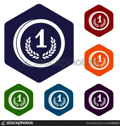 Coin icons set rhombus in different colors isolated on white background. Coin icons set