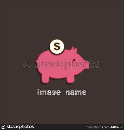 Coin in a coin box a pig. A vector illustration