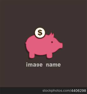 Coin in a coin box a pig. A vector illustration