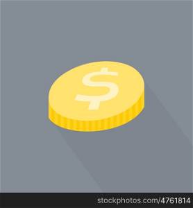 Coin in flat style. Vector illustration