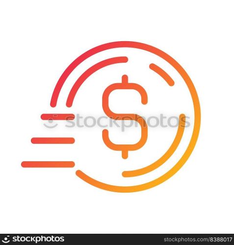 Coin in motion pixel perfect gradient linear vector icon. Bank transfer payment. Send money. Digital wallet. Thin line color symbol. Modern style pictogram. Vector isolated outline drawing. Coin in motion pixel perfect gradient linear vector icon