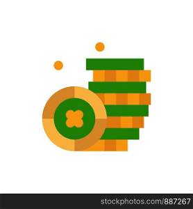 Coin, Ireland, Money Flat Color Icon. Vector icon banner Template
