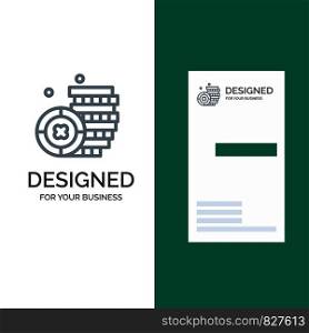 Coin, Ireland, Money Grey Logo Design and Business Card Template