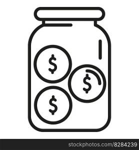 Coin jar icon outline vector. Bank finance. Loan deposit. Coin jar icon outline vector. Bank finance