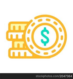 coin money color icon vector. coin money sign. isolated symbol illustration. coin money color icon vector illustration
