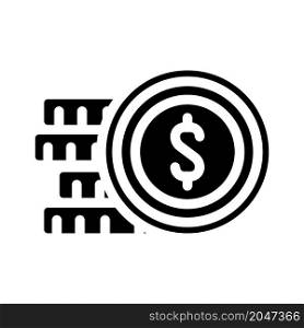 coin money glyph icon vector. coin money sign. isolated contour symbol black illustration. coin money glyph icon vector illustration