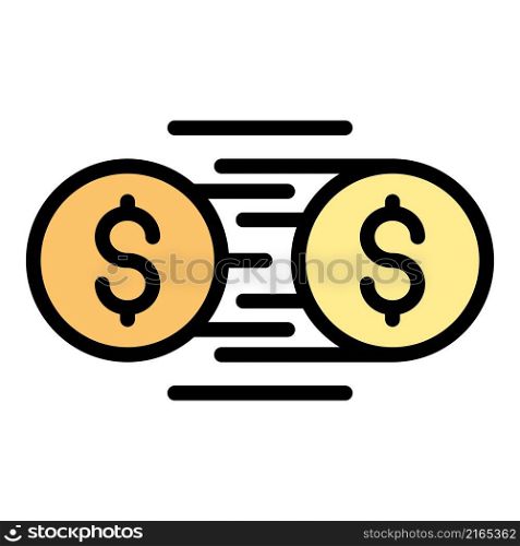 Coin money transfer icon. Outline coin money transfer vector icon color flat isolated. Coin money transfer icon color outline vector