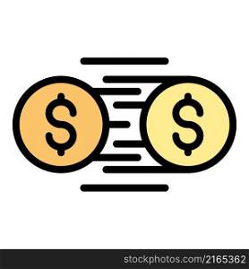 Coin money transfer icon. Outline coin money transfer vector icon color flat isolated. Coin money transfer icon color outline vector