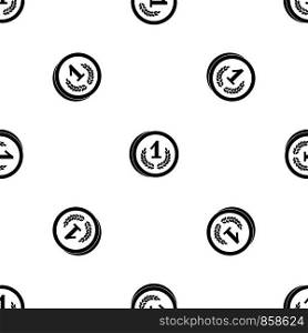 Coin pattern repeat seamless in black color for any design. Vector geometric illustration. Coin pattern seamless black