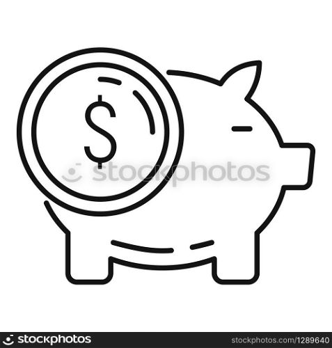 Coin piggy bank icon. Outline coin piggy bank vector icon for web design isolated on white background. Coin piggy bank icon, outline style