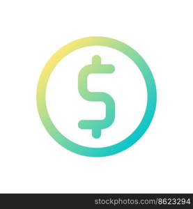 Coin pixel perfect gradient linear ui icon. Money saving account. Banking service online. Line color user interface symbol. Modern style pictogram. Vector isolated outline illustration. Coin pixel perfect gradient linear ui icon